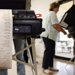 Voter using electronic voting machine