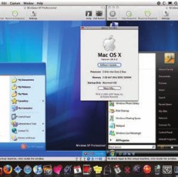 screen shot of iMac computer with VMware Fusion virtual machine software
