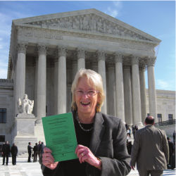 Pamela Samuelson in front of the U.S. Supreme Court building