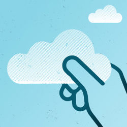 hand grasps cloud illustration