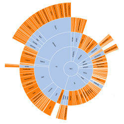 sunburst (radial space-filling) layout of the flare package hierarchy