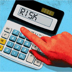 calculator displaying 'RISK'
