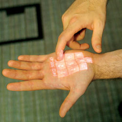 interactive elements projected on a hand