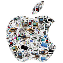 Apple logo composed of Apple products
