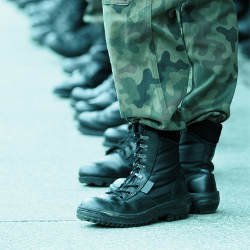 line of military personnel, legs and boots