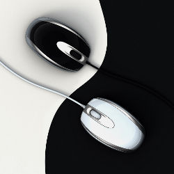yin and yang symbol composed of computer mice