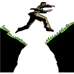 man leaping a chasm, illustration