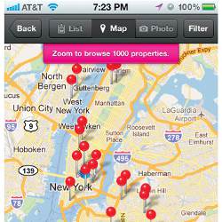 New York City geolocation map on mobile screen