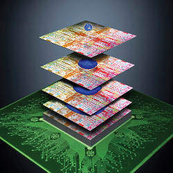 electronic 'glue' and stacked semiconductors, illustration