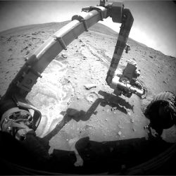 Spirit rover's arm and surroundings on Mars