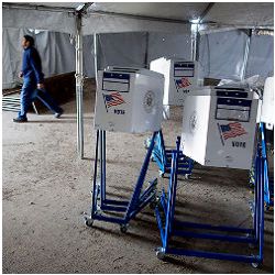 voting machines under a tent