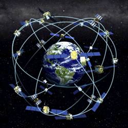 A representation of how the Global Positioning System provides planet-wide navigation data.