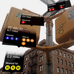 NYC intersection with information overlays