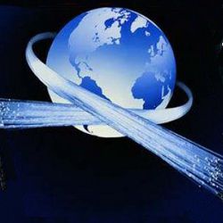 globe with fiber optic band