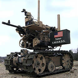 The SWORDS Talon armed unmanned ground vehicle, made by a U.S. subsidiary of Qinetiq.