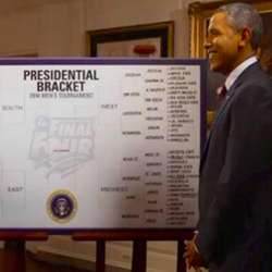 President Obama filling out his 2014 NCAA bracket on ESPN.