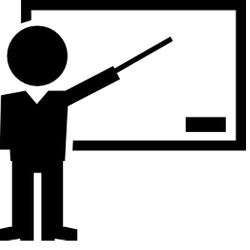 teacher at blackboard, illustration