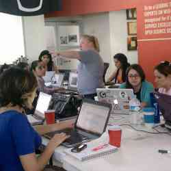 Women learning how to build a Ruby on Rails application from scratch, at a workshop in Mexico earlier this year.