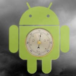 The Android robot equipped with a barometer.