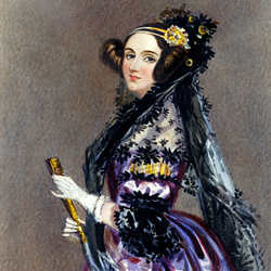 A portrait of Ada Lovelace painted by Alfred Edward Chalon in 1839.