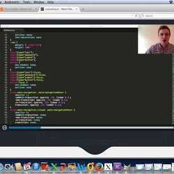 A screenshot of a developer livestreaming his coding work.