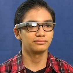 A young man with retinal dystrophy, who used Google Glass to help expand his field of view.
