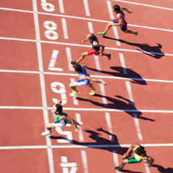 Runners competing on a track.