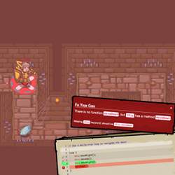 The Dungeon stage of CodeCombat.with programming feedback.