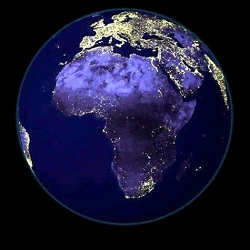 Africa at night, as seen from space.