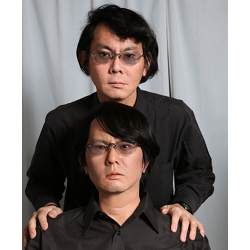 Osaka University professor Hiroshi Ishiguro (top), with his humanoid robot doppelganger.