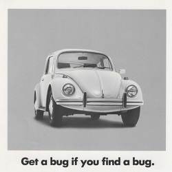 Part of a 1983 advertisement offering a Volkswagen Beetle ("Bug") as a bounty for finding a bug in the VRTX real-time operating system.
