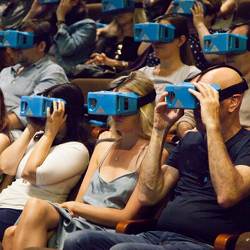 The audience at an augmented live theater performance.