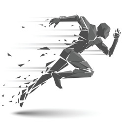 geometric man sprinting, illustration