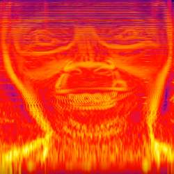 A spectrogram of the 1999 song "Nannou" by Aphex Twin, demonstrating the ability to hide an image in the music.