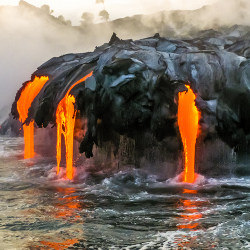 flowing volcano lava