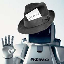 Artist's conception of a robot journalist.