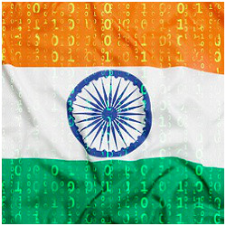 Indian flag and binary code