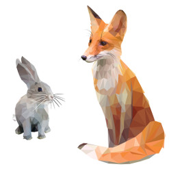 rabbit and fox, illustration