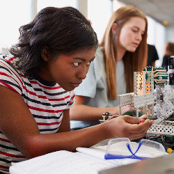 female students in science lab