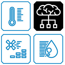 four control-related icons, illustration