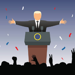 politician at rally, illustration