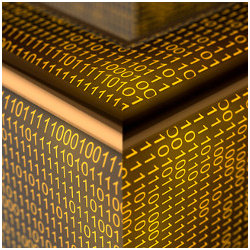 box surface covered with binary code, illustration