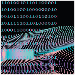 binary code and wavey lines, illustration