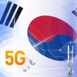 5G on Republic of Korea flag, illustration