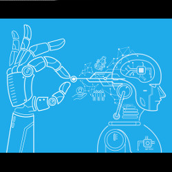 robotic hand and head, illustration