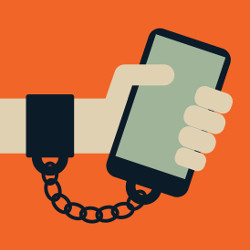 wrist chain-bound to cellphone, illustration