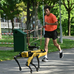 Spot the robot dog patrols a Singapore park