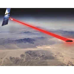 Artist’s concept of space-based solar power beaming to military and remote installations.