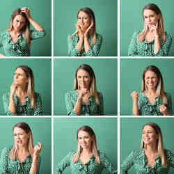 A woman displays a variety of emotions.