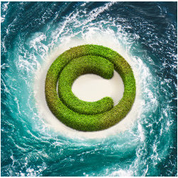 copyright symbol in swirling waters, illustration
